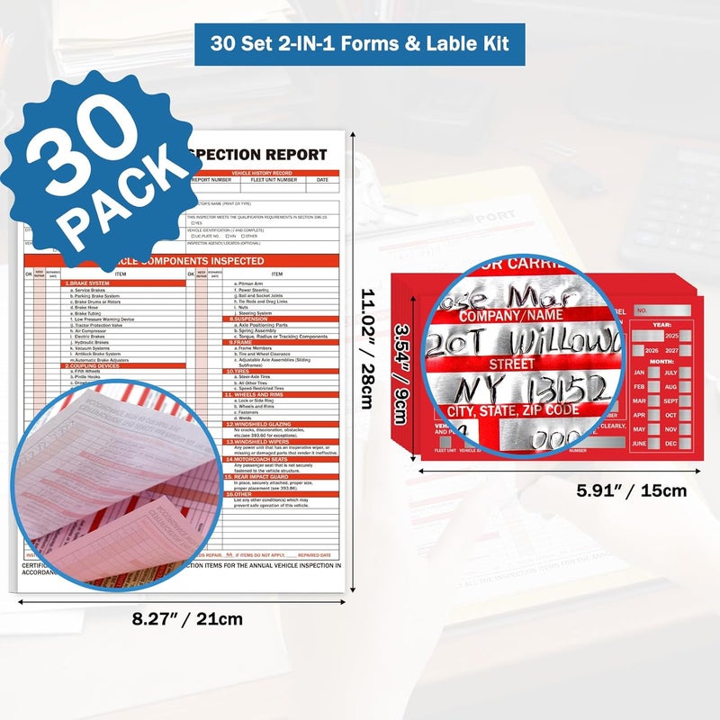 PUNCHMAN 30 Set 2-in-1 Form and Lable Keep Track Organization Kit - 30-Pk Carbonless Record Forms with Hardboard & 30-Pk Red Aluminum Adhesive Labels for File Tracking & Management - Image 2